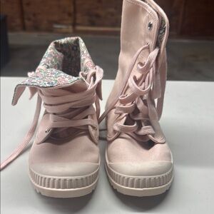 Pink High-Top Sneakers with Floral Lining
